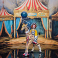 Load image into Gallery viewer, Maureen Thomas Circus Giraffe with Child Clown & Balloon 1:12 Dollhouse Miniature