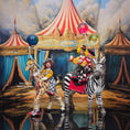 Load image into Gallery viewer, Maureen Thomas OOAK Circus Zebra with Two Child Clown Dolls & Balloons