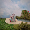 Load image into Gallery viewer, Le Coffre d’Emilie Mohair Bear Blue & Red Go-Kart Racer