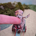 Load image into Gallery viewer, Le Coffre d’Emilie Mohair Bear Blue & Red Go-Kart Racer