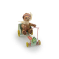 Load image into Gallery viewer, Le Coffre d’Emilie Mohair Teddy Bear Mint Go-Kart Racer with Yellow Wheels