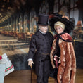 Load image into Gallery viewer, Porcelain Lady in Mohair Velvet Cape & Feathered Hat Dollhouse Doll