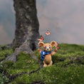 Load image into Gallery viewer, Aleah Klay OOAK Teddy Bear with Monarch Butterflies & Blue Striped Scarf