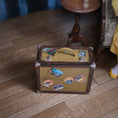 Load image into Gallery viewer, Vintage-Style Miniature Travel Suitcase with Roma & Chamonix Travel Stickers