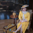 Load image into Gallery viewer, Vintage-Style Miniature Travel Suitcase with Roma & Chamonix Travel Stickers