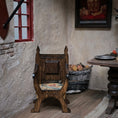 Load image into Gallery viewer, Masters Tudor Carved Wood Armchair with Woven Fringe Seat, Second Chair