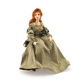 Load image into Gallery viewer, Derdriu Dolls Medieval Seated Lady in Silk Gown with Fur Purse & Leather Shoes
