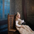 Load image into Gallery viewer, Derdriu Dolls Tudor Royal Lady in Silk Damask with French Hood 1:12 Scale