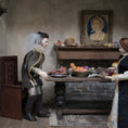 Load image into Gallery viewer, Derdriu Dolls Elizabethan Gentleman in Silk Damask with Ruff Collar 1:12
