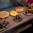 Load image into Gallery viewer, Val Adams Gramarye Keep Blood Sausages on Pewter Plate Tudor Food Miniature