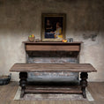 Load image into Gallery viewer, RARE Dave Williams Rustic Tudor Plank Trestle Table from 500-Year-Old Cottage Wood