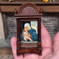 Load image into Gallery viewer, Gilbert Mena Madonna and Child Shrine after Vittore Carpaccio Hand-Carved Wood