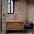Load image into Gallery viewer, Tudor Gothic Carved Wooden Coffer Storage Chest with Hinged Lid 1:12 Scale