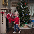 Load image into Gallery viewer, Classic Red Wool Christmas Stocking with Hand Embroidered Gold Snowflake