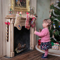 Load image into Gallery viewer, Natalia Frank Petit Point Embroidery Christmas Stocking with Sculpted Elf & Candy Canes