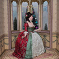 Load image into Gallery viewer, Gale Elena Bantock HOLIDAY 18th-Century Lady Doll in Red Brocade & Sage Silk Gown