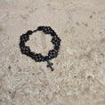 Load image into Gallery viewer, Sun Lemmens Gothic Floral Filigree Choker with Cross Pendant Charcoal Rhinestones