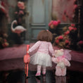 Load image into Gallery viewer, Anna Braun OOAK Pink & White Silk Mohair Toy Panda Bear with Pink Bow, Jointed