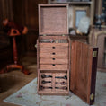 Load image into Gallery viewer, RESERVED FOR Judy Greenwell Jose Gomez Leather Travel Humidor Cabinet with Miniature Cigars, Drawers & Brass Hardware
