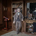Load image into Gallery viewer, OOAK Artisan Porcelain Gentleman Doll with Real Hair, Mustache, Taupe Coat & Waistcoat