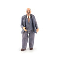 Load image into Gallery viewer, Hand-Sculpted Clay Gentleman Doll in Blue-Grey Wool Three-Piece Suit & Walrus Mustache