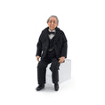 Load image into Gallery viewer, Hand-Sculpted Clay Gentleman Doll in Black Suit with Pocket Watch Chain Fully Poseable