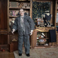 Load image into Gallery viewer, Porcelain Gentleman Doll in Charcoal Wool Tweed Suit with Gold Glasses & Fountain Pen