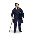 Load image into Gallery viewer, Sculpted Porcelain Gentleman Doll in Navy Frock Coat with Wood Cane & Leather Bag