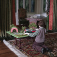Load image into Gallery viewer, 1:12 Scale Young Boy Playing with Train Set by Julie Campbell Miniature Vignette