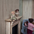 Load image into Gallery viewer, Pat Boldt Antique-Style Bisque Pocket Doll in Olive Green Silk Dress Shelf Sitter