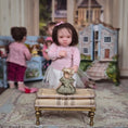 Load image into Gallery viewer, Pat Boldt Antique-Style Bisque Pocket Doll in Olive Green Silk Dress Shelf Sitter
