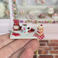 Load image into Gallery viewer, Artisan Cherry Shortcake & Tea Baking Board Miniature Dollhouse 1:12