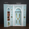 Load image into Gallery viewer, Aurearte Miniatures Blue Rococo Hand Painted Corner Bookshelf Wall 1:12 Spain