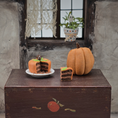Load image into Gallery viewer, Halloween Fall Pumpkin Chocolate Cake OOAK Miniature Dessert with Porcelain Plate & Extra Slice