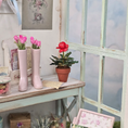 Load image into Gallery viewer, Potted Single Miniature Red Rose Hand Sculpted Porcelain Flower in Planter Vintage