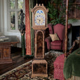 Load image into Gallery viewer, Wooden grandfather clock in a room with decorative furniture and decor.