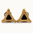 Load image into Gallery viewer, Gold over pewter signed John J. Hodgson 1990 undersides of pedestals on a white background