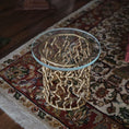 Load image into Gallery viewer, Gold Gilt Metal Jason Getzan Branch Accent Table Round Glass Top Modern Side Table