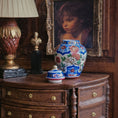 Load image into Gallery viewer, Decorative vase on a wooden dresser with a lamp and portrait in the background