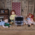 Load image into Gallery viewer, Miniature Dollhouse Working Clear Retro Television TV with Remote 1:12