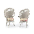 Load image into Gallery viewer, Mac McCurley Victorian Miniature Pair of White Wicker Chairs Dollhouse
