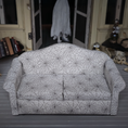 Load image into Gallery viewer, Gothic Spooky Halloween Spiderweb Sofa OOAK Artisan Upholstered Dollhouse Furniture