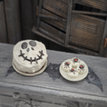Load image into Gallery viewer, White Smiling Skeleton Cake & Black Widow Spider Cookies Miniature Halloween Dessert Set