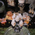 Load image into Gallery viewer, Five-Arm Skull Candelabra OOAK Metal Miniature with Distressed Black Finish & Dripping Wax