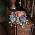Load image into Gallery viewer, Still Life Miniature Sculpted Fruit in Golden Bowl Floral Arrangement Centerpiece