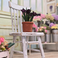 Load image into Gallery viewer, Potted Dark Purple Tulips Flowers in Planter Pot Vintage Artisan