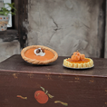 Load image into Gallery viewer, Pumpkin Pie & Tart Pair of Desserts Vintage Artisan Hand Sculpted Fall Miniature Desserts