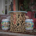Load image into Gallery viewer, Gold Gilt Metal Jason Getzan Branch Accent Table Round Glass Top Modern Side Table