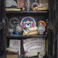 Load image into Gallery viewer, Black Wooden Halloween Curio Cabinet OOAK Miniature with Magical Contents & Gargoyle