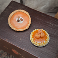 Load image into Gallery viewer, Pumpkin Pie & Tart Pair of Desserts Vintage Artisan Hand Sculpted Fall Miniature Desserts